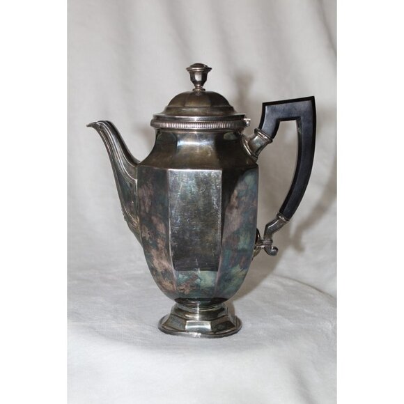 Antique Christofle France silver plated pitcher hot water wood handle art Deco - Picture 7 of 12